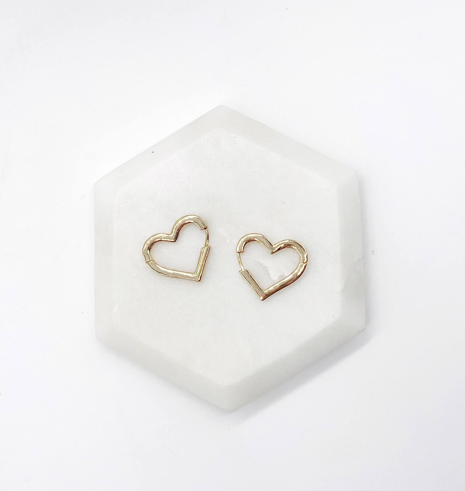 Gold Heart Statement Huggie Earrings