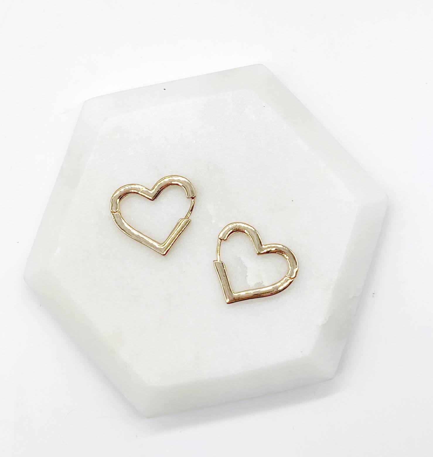 Gold Heart Statement Huggie Earrings