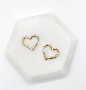 Gold Heart Statement Huggie Earrings