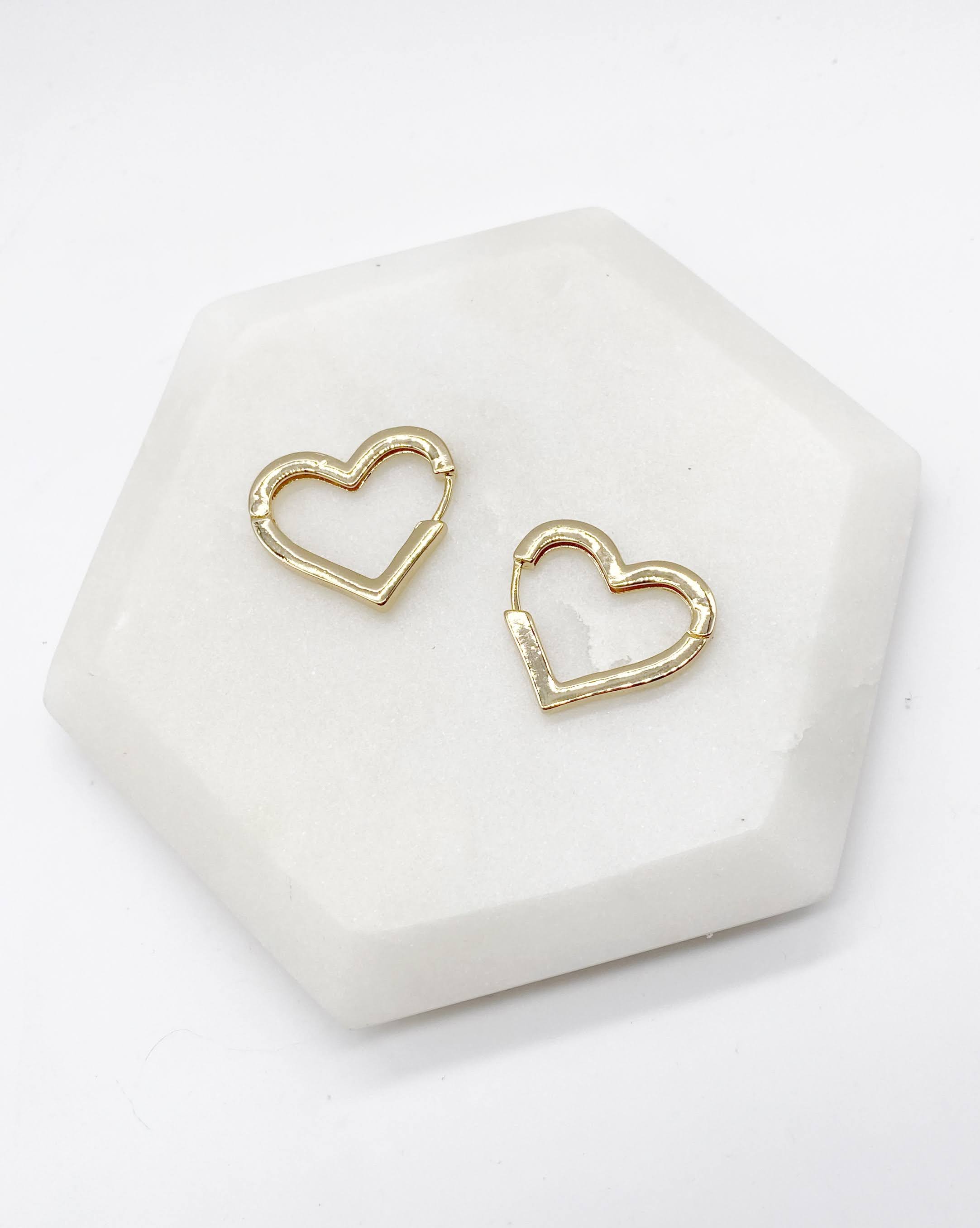 Gold Heart Statement Huggie Earrings