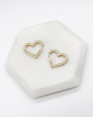 Gold Heart Statement Huggie Earrings