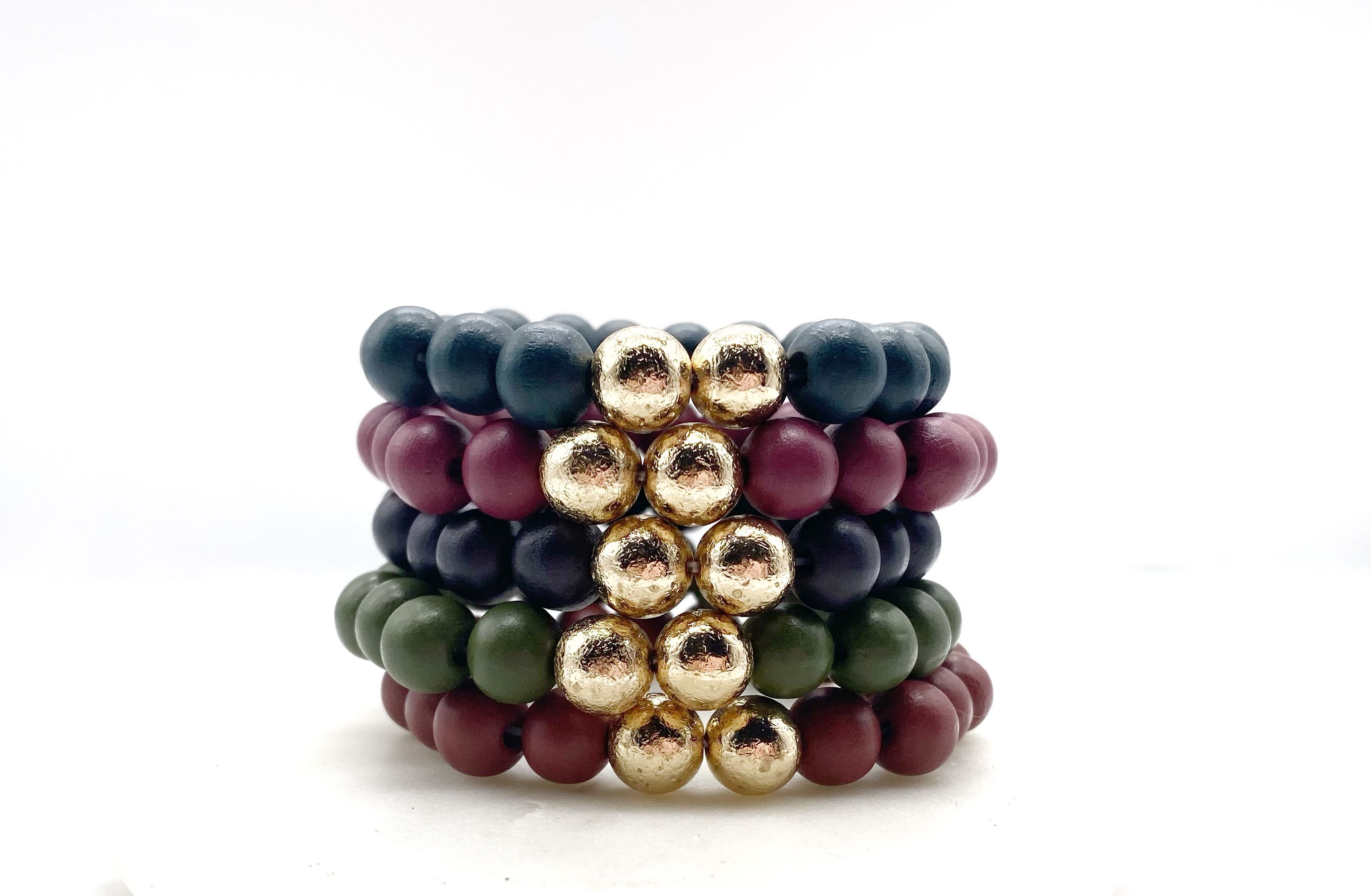 Fall Wood Bead Bracelet Stack