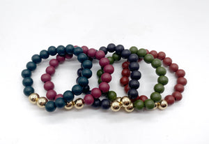 Fall Wood Bead Bracelet Stack