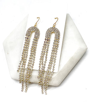 Rhinestone Falling Arch Statement Earrings