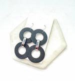 Black Leather Circle Duo Earrings