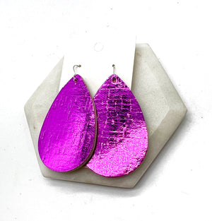 Fuchsia Cork Leather Teardrop