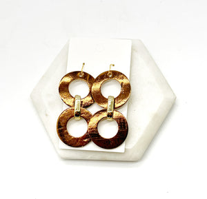 Bronze Cork Leather Circle Duo Earrings
