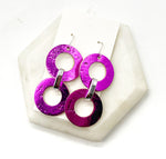 Fuchsia Leather Circle Duo Earrings