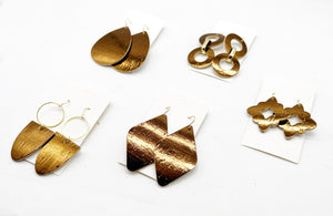 Bronze Jewel Cork Leather Earrings