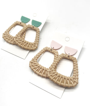 Sage Green Haven Raffia Earrings