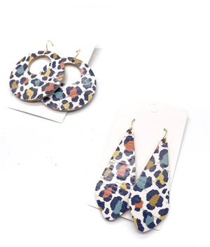 Fall Leopard The Em Cork Bonded to Leather Earrings