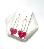 Pink Heart Minimalist Swing Acrylic Earrings