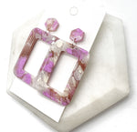 Lavender Rectangle Acrylic Statement Earrings