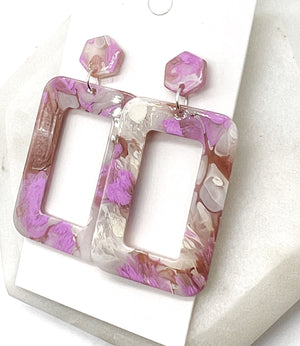 Lavender Rectangle Acrylic Statement Earrings