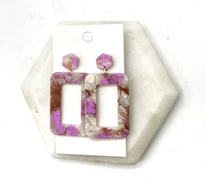 Lavender Rectangle Acrylic Statement Earrings