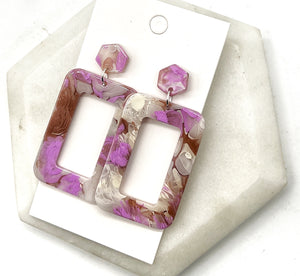 Lavender Rectangle Acrylic Statement Earrings