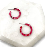 Red Pink Mini Hoop Acrylic Earrings