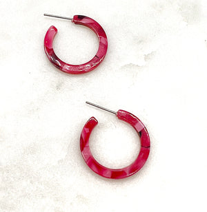 Red Pink Mini Hoop Acrylic Earrings