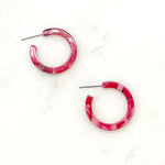 Red Pink Mini Hoop Acrylic Earrings