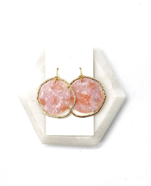 Pink Disc Chandelier Earrings