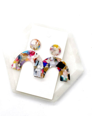 Multi Color Acrylic Arch Earrings