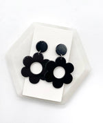 Black Acrylic Flower Earrings