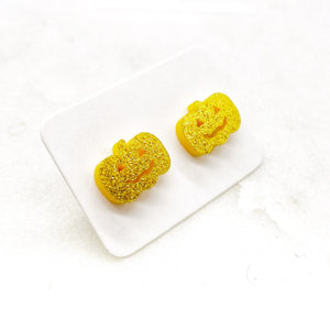 Orange Glitter Pumpkin Acrylic Stud Earrings