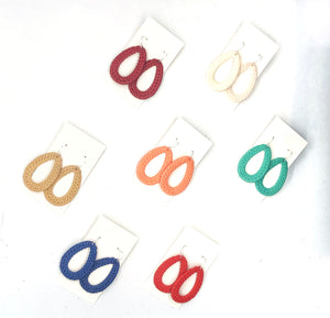 Royal Blue Raffia Teardrop Silhouette Earrings
