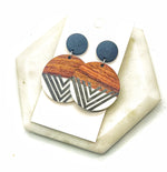Wood Chevron Disc Earrings