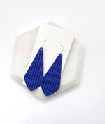 Royal Blue Knitted The Em Cork Leather Earrings