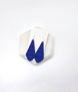 Royal Blue Knitted The Em Cork Leather Earrings