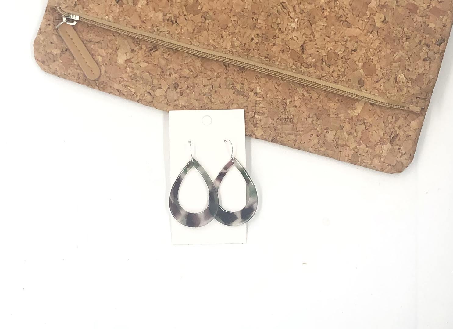 Camo Acrylic Teardrop Earrings