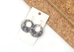 Grey and White Acrylic Cutout Circle Earrings