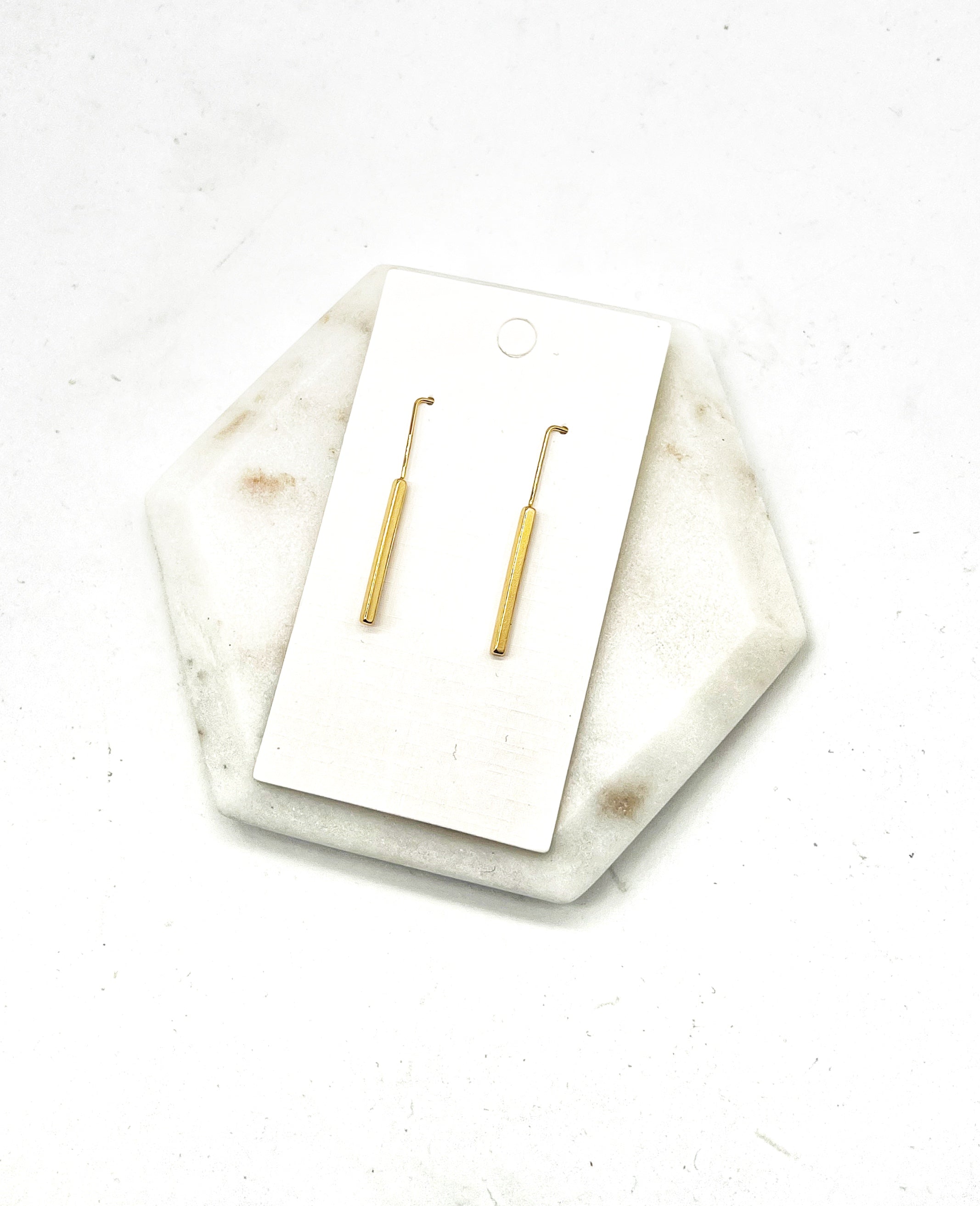Gold Theader Bar Earrings