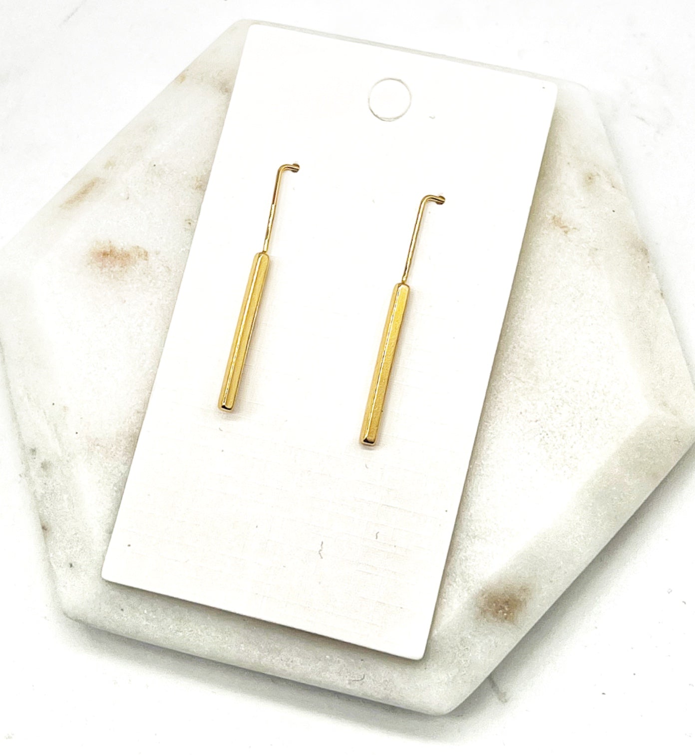 Gold Theader Bar Earrings