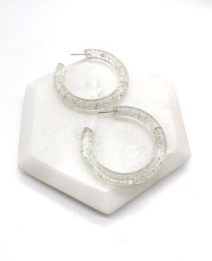 Silver Flake Acrylic Hoop Earrings
