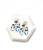 Blue Mosaic Acrylic Arch Earrings