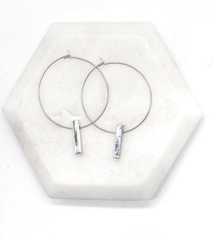 Silver Bar Hoop Earrings