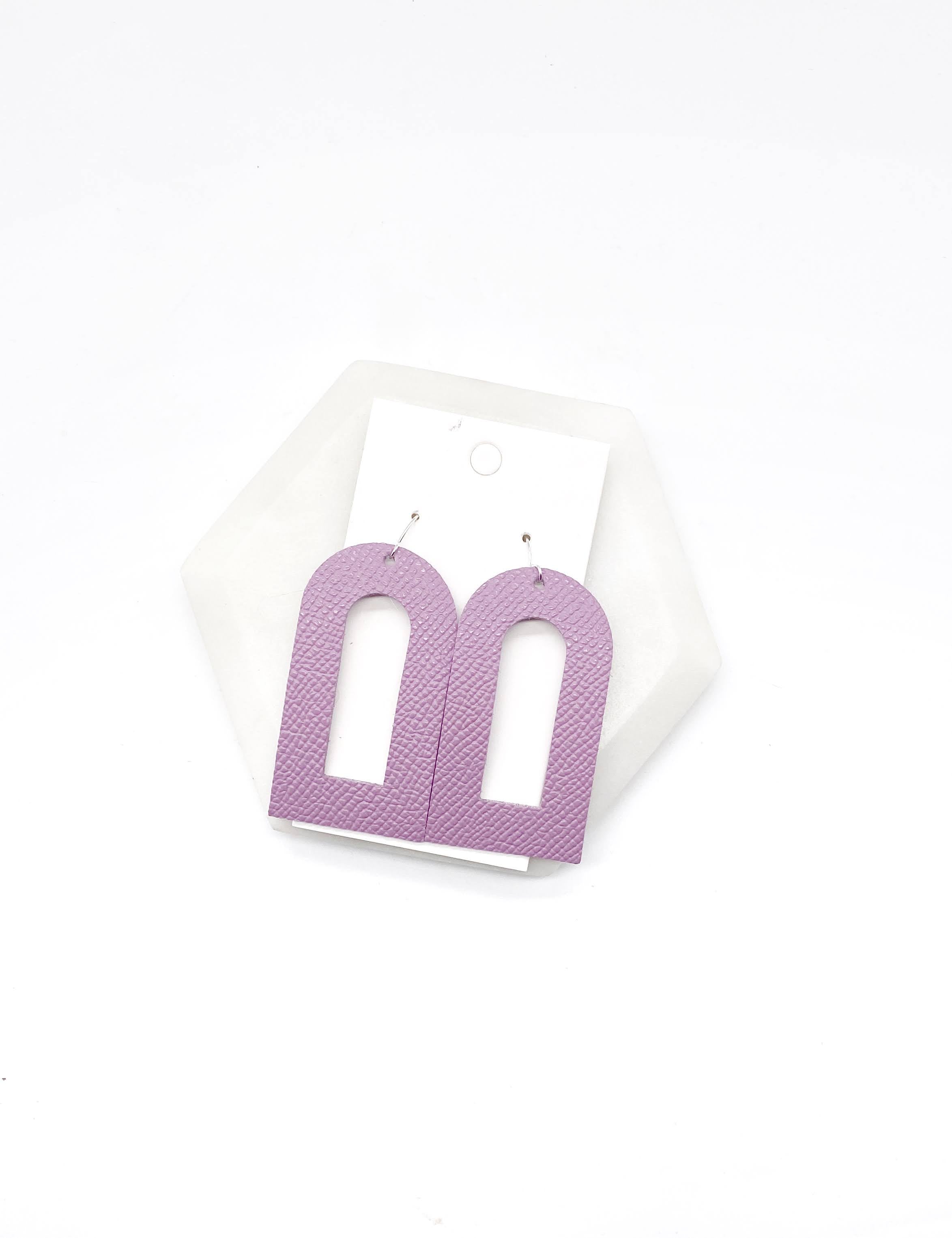 Lilac Tudor Leather Earrings
