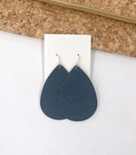 Indigo Blue Leather Teardrop Earrings