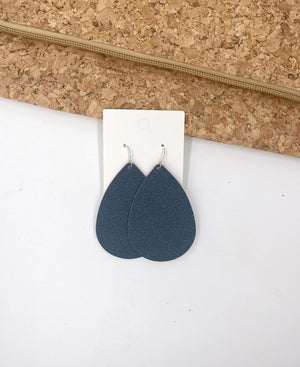 Indigo Blue Leather Teardrop Earrings