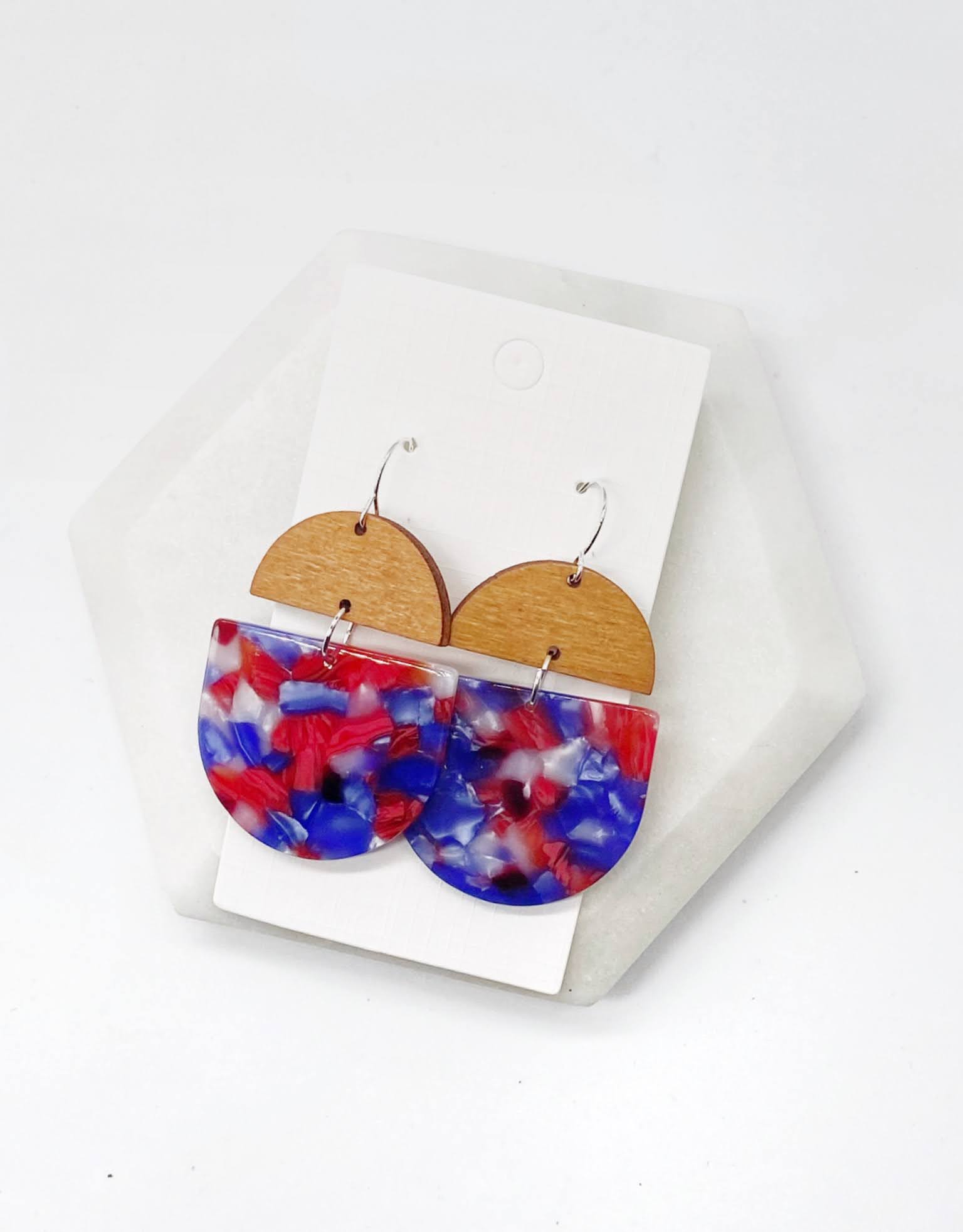 Red White and Blue Acrylic and Wood Deco Drops