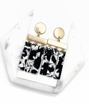 Black White Chandelier Dangle Acrylic Earrings