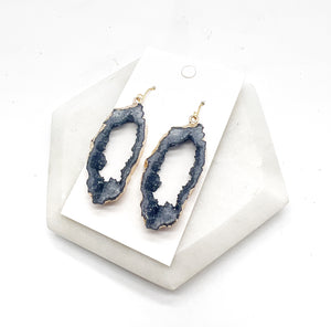 Black Long Agate Druzy Resin Slice