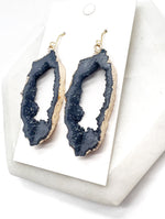 Black Long Agate Druzy Resin Slice