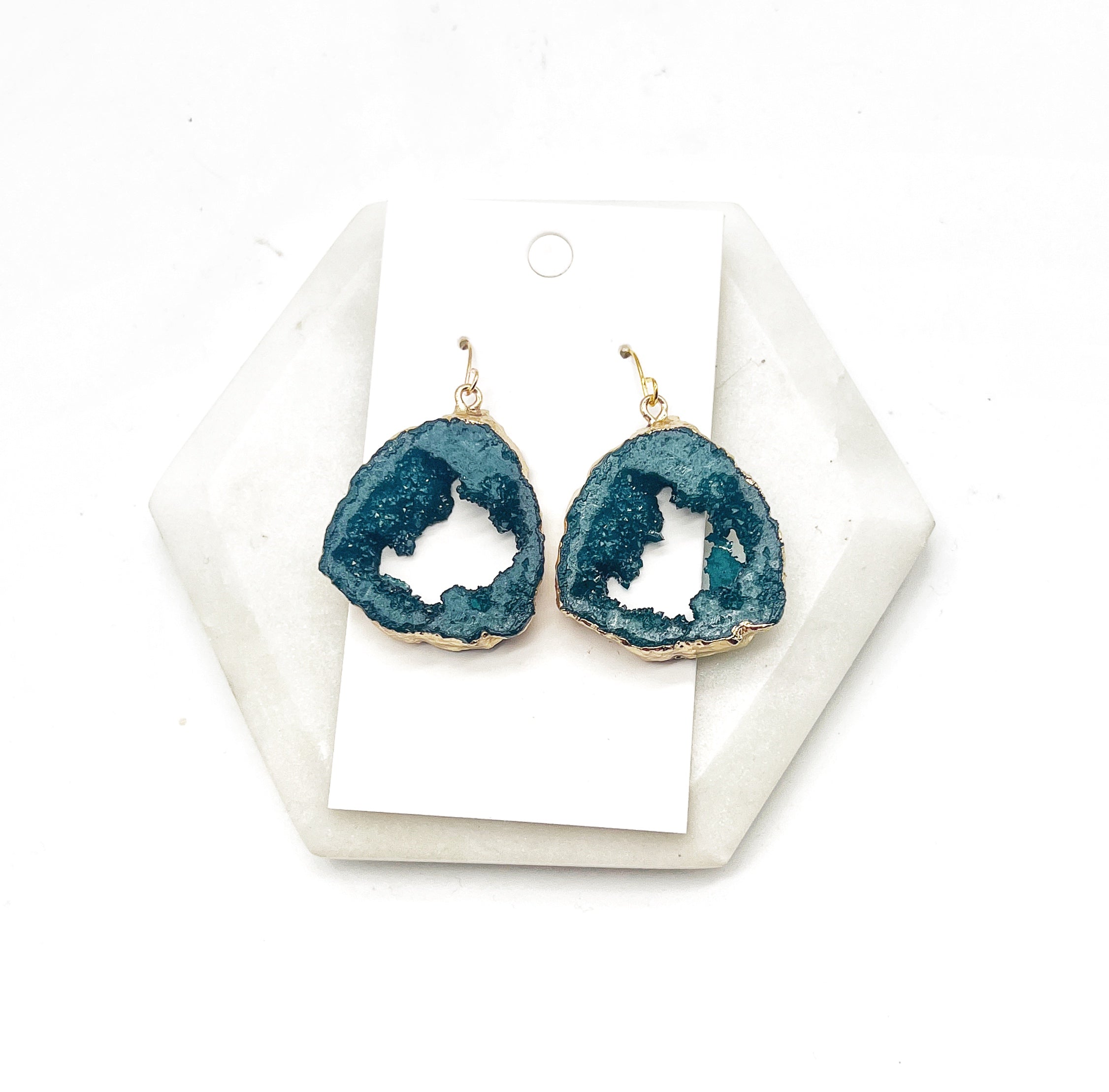 Hunter Green Agate Druzy Resin Slice