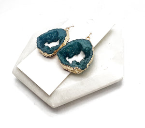 Hunter Green Agate Druzy Resin Slice