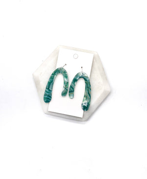 Green Asymmetrical Acrylic Arch Earrings