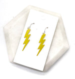 Yellow Lightning Bolt Metal Earrings