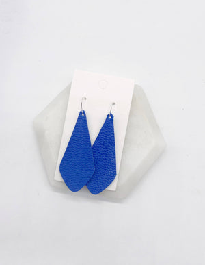 Royal Blue Em Leather Earrings